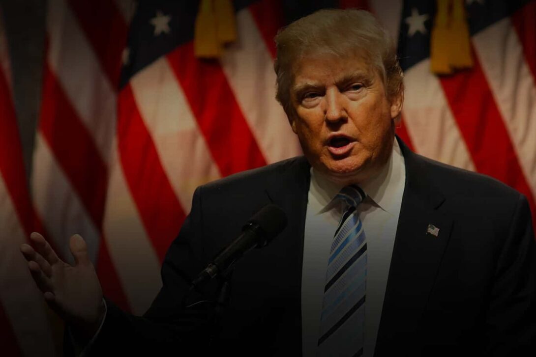 Donald Trump Mic Flag Hand Gradient