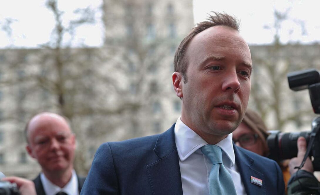 Matt Hancock looking flustered edited