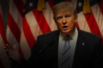 Donald Trump Mic Flag Hand Gradient